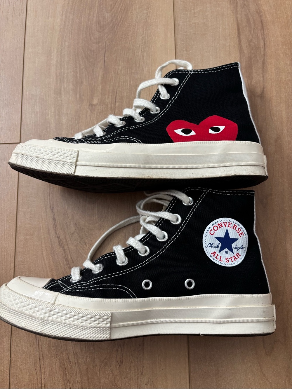 Comme des Garcons PLAY x Converse Black High-Top Sneakers with Red Heart